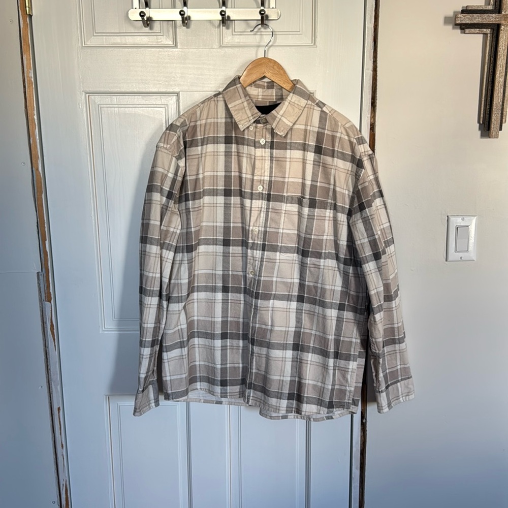 White and grey flannel